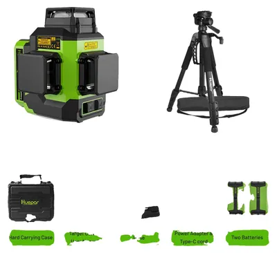 Produktbild von Huepar Laser-Nivelliergerät, 12 Linienprojektion, 5200mAh Akku , SET-2 mit Stativ