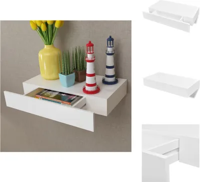 Image de vidaXL Étagère murale avec tiroir MDF blanc - Étagères murales