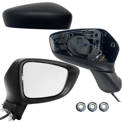 Immagine prodotto di Specchietto retrovisore esterno destro BILMAX di ricambio per Mazda 6 2012-2022: regolabile elettricamente, ripiegabile elettricamente, indicatore di direzione, riscaldabile, primerizzato bianco, 8 cavi