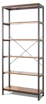 Immagine prodotto di Ganbaru - Libreria scaffale a 6 ripiani in stile industriale, 80x30xH180 cm