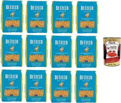 Produktbild von De cecco Conchigliette Lisce N°52 100% Italienisch Pasta Nudeln 12x 500gr + Italian Gourmet Polpa 400g
