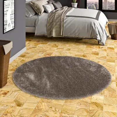 Produktbild von Luxus Hochflor Langflor Teppich Bilbao Grau Rund, Größe:400 cm Rund