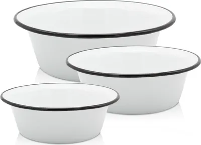 Produktbild von Karl Krüger 79642 Schüssel-Set 3-tlg. emailliert, weiß, (Ø 16, 20 und 24 cm)