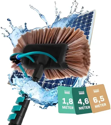 Produktbild von PolkaHome® Teleskop-Waschbürste – 6,50 m – inkl. Bürstenkopf, Fensterreiniger, Wasserschlauch und Seifenspender