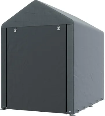 Produktbild von Robuster Gartenschuppen aus Stahl, 1,2x1,8x1,6m Lagerzelt wetterfest dunkelgrau