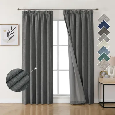 Produktbild von Kälteisolierung Thermovorhang mit Faltenband - Verdunkelnd und schalldämmend - Grau - H 245 x B 140 cm Set
