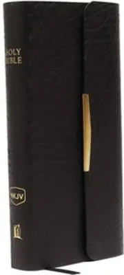 Immagine prodotto di NKJV, Checkbook Bible, Compact, Bonded Leather, Black, Wallet Style, Red Letter Edition