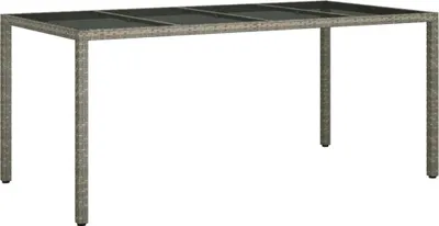 Produktbild von vidaXL Gartentisch Grau 190x90x75 cm Gehärtetes Glas und Poly Rattan