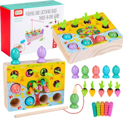 Produktbild von Holzfischspiel Mit Gemüse, Angelstange, Magnetspiel, Geschicklichkeitstraining