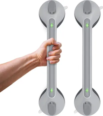 Immagine prodotto di Maniglia per doccia con ventosa 43 cm - Maniglia per bagno per disabili - Maniglia per doccia per anziani - Supporto per bagno (2 pezzi)