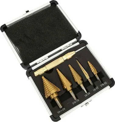 Produktbild von Stufenbohrer, 6-teilig, HSS-Titan-Stufenbohrer-Set, Mittelkegel-Bohrer-Set mit Aufbewahrungsboxen