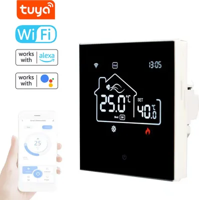 Produktbild von Tuya WiFi Indoor-Zentralklimaanlage Thermostat Fussbodenheizung All-in-One-Temperaturregler Digitalanzeige Intelligentes Thermostat Mobiltelefon-APP-Steuerung Kompatibel mit Alexa und Google Assistant fuer Sprachsteuerung