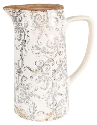 Produktbild von Clayre & Eef Dekorative Kanne 21x14x26 cm Beige Grau Keramik Blumen