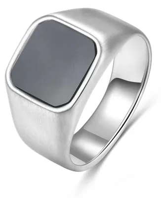Produktbild von Frank 1967 7FR-0025-59 Heren Ring – Zwarte Steen – Geborsteld Staal – Ringmaat 59