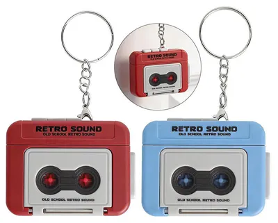 Produktbild von 2er Set Mini Kassettenrecorder Schlüsselanhänger–Retro Kassettenspieler mit Aufnahmefunktion,30 s Sprachaufnahme & 3 Songs,Vintage für Paare & Freunde