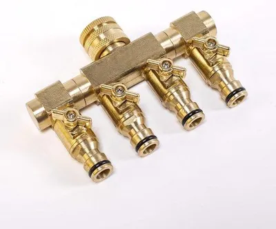 Produktbild von Vierweg-Wasserverteiler für Gartenschlauch 1/2" 3/4"