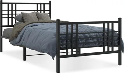 Produktbild von vidaXL Bettgestell mit Kopf- und Fußteil Metall Schwarz 90x200 cm