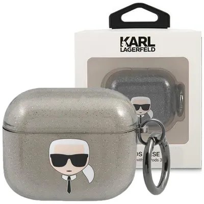Produktbild von Karl Lagerfeld Kla3Ukhgk Airpods 3 Hülle Czarny/Schwarz Glitter Karl`s Head