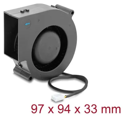 Produktbild von DELOCK Radiallüfter/Lüftergebläse 12V DC 97x94x33mm 3 Pin