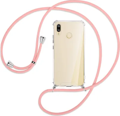 Produktbild von Handykette Backcover-Schutzhülle mit Band (Metall silberfarben) für Huawei P20 lite - rosa