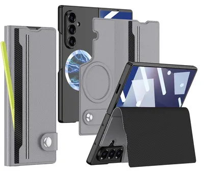 Immagine prodotto di Custodia in pelle MagSafe Full Cover Split Flip per Samsung Galaxy Z Fold7 GKK, colore grigio