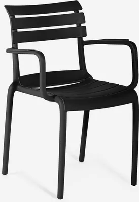 Image de Chaise d'extérieur en polypropylène avec accoudoirs pour bar cuisine Satin - Noir