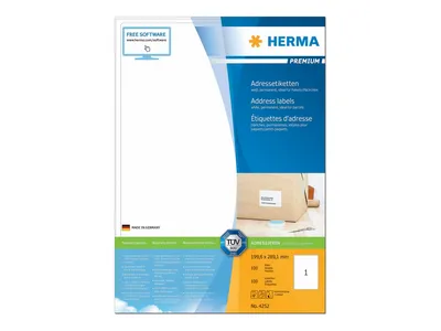 Image de Herma HERMA Étiquettes d'adresse Premium A4 199,6x289,1 mm papier blanc mat 100 pcs.