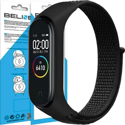 Produktbild von Beline Pasek Mi Band 7/6/5/4/3 Nylon Schleife Czarny/Schwarz