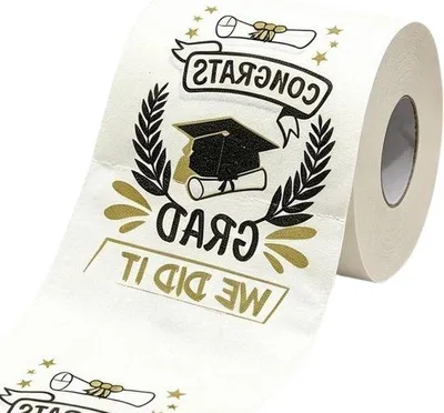 Productafbeelding van Toiletpapier felicitatie - Afstudeerpapier Grappig - Feestelijke Decoratie - Heldere Print - 3 Lagen - Wit