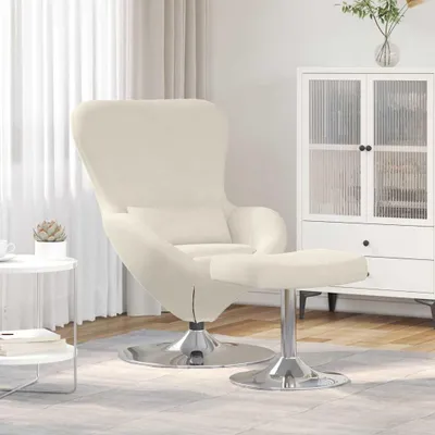 Imagen del producto de Sillón - Sillón giratorio - Sillón de estar - Silla con reposabrazos - Color crema, giratorio, con reposapiés