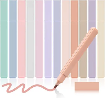 Produktbild von 12 PCS Colpart Ästhetische Pastell Textmarker für Journaling & Schulbedarf