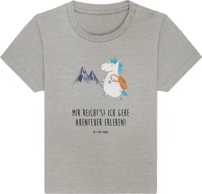 Produktbild von Mr. & Mrs. Panda Babyshirt Einhorn Bergsteiger 24. - 36. Monat - Heather Grey - Geschenk, Einhörner, Kleinkind T-Shirt, , Weltenbummler, Unicorn, Baby, Urlaub, Shirt