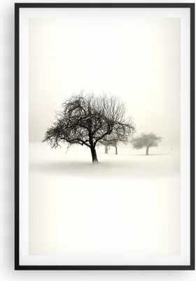 Produktbild von Gerahmtes Poster - Schwarzer Rahmen - Bäume Schnee Nebel - 61x91,5 cm - Wand Bild - Wanddeko - Wandbilder - Kunstposter - Wandposter - Bilderrahmen - Bilder - Kunstdruck - Wandbild - P2BPA61x91-4136