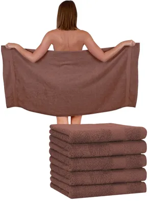 Produktbild von Betz 6 Stück Duschtücher 70 x 140 cm PREMIUM 100% Baumwolle Liegetuch Strandtuch Farbe: nuss