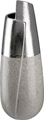 Produktbild von Gilde Vase mit Cut "Marmo" grau/silberfarben H: 28 cm B: 12.50 cm T: 12.50cm 47427