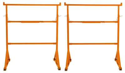 Produktbild von 2x Arbeitsbock höhenverstellbar 105,5-185,5 cm, 105 cm breit, 400 kg Tragkraft, Stahl, Werkzeugablage