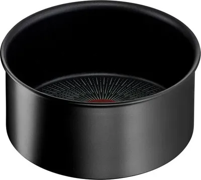 A black cooking pot with a textured interior base.