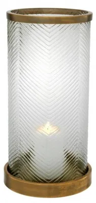 Produktbild von Casa Padrino Designer Windlicht / Kerzenleuchter Messing Finish 23 x H. 42 cm - Luxus Qualität