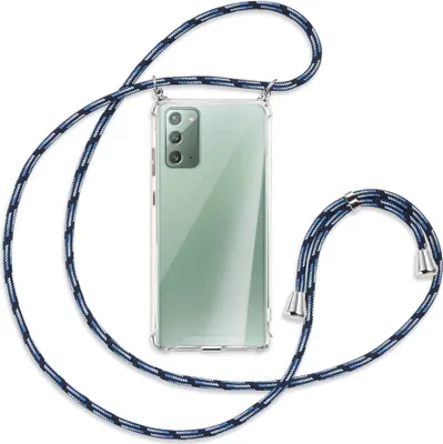 Produktbild von Handykette Backcover-Schutzhülle mit Band (Metall silberfarben) für Samsung Galaxy Note20 4G/5G - Blautöne