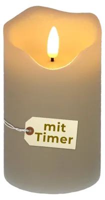 Produktbild von LED Kerze mit Timer Echtwachs LED Kerzen flackernde Flamme Echtwachskerzen mit Batterie Elektrische Kerze flackernd Weiß Kerzen Outdoor mit Timerfunktion 7,5 x 12,5 cm