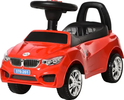 Produktbild von HOMCOM Rutschauto für Kinder von 18 bis 36 Monaten, mit Scheinwerfern, Musikhupe, Lenkrad, Stauraum und Schiebegriff, 63,5 x 28 x 36 cm, Rot