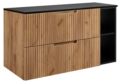 Zdjęcie produktu dla Szafka łazienkowa, dąb Craft / czarny, 100 (80 + 20) x 58,6 x 46 cm