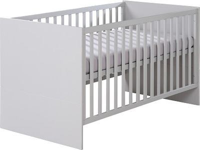 roba Kombi-Kinderbett Lea 70 x 140 - Babybett 3-fach höhenverstellbar - umbaubar zum Kinderbett - Holz in Beige / Grau lackiert