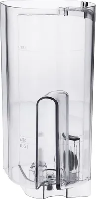 A clear plastic water tank for a coffee machine.