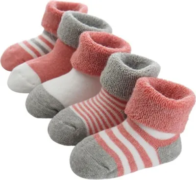 Produktbild von 5er Pack Baby Wintersocken Dicke Thermosocken Baumwolle Gefüttert
