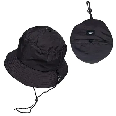 Produktbild von Regenhut Fischerhut Anglerhut Bucket Hat Damen Herren Wasserdicht Sommer Sonnenhut Faltbar Tragbar Outdoor Wanderhut 55-58 Schwarz