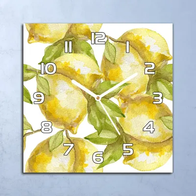 Produktbild von Deko Glasuhr Wanduhr 30x30 Zitronenfrüchte Quarz Küchenuhr Bürouhr