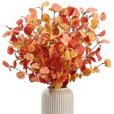 Produktbild von Bündel künstlicher Eukalyptuszweige, 60 cm große Herbstdekoration, künstliche Eukalyptuszweige, künstliche Blumen, realistisch für Herbstdekorationen, Tischdekorationen, Blumenarrangements, Thanksgiving- und Halloween-Dekorationen.