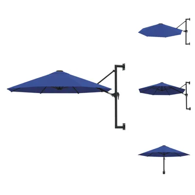 Image de vidaXL Parasol mural avec mât métallique 300 cm Bleu - Parasols & ombrelles