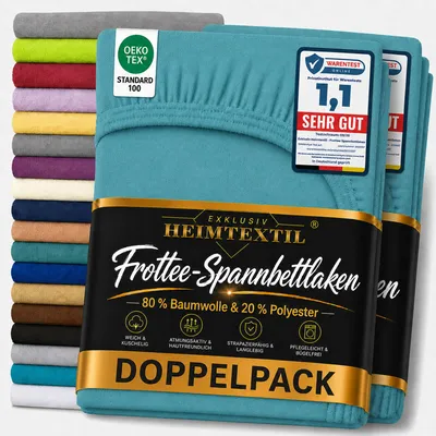 Produktbild von Doppelpack Marke Frottee Spannbettlaken Türkis 200 x 220 cm